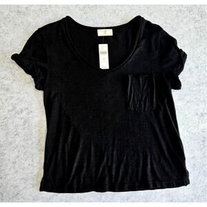 t.la Anthroplogie Classic V Neck Tee, T shirt , Black, New. Womens XSP Petite